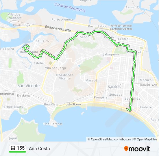 Mapa de 155 de autobús