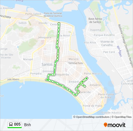 Mapa da linha 005 de ônibus