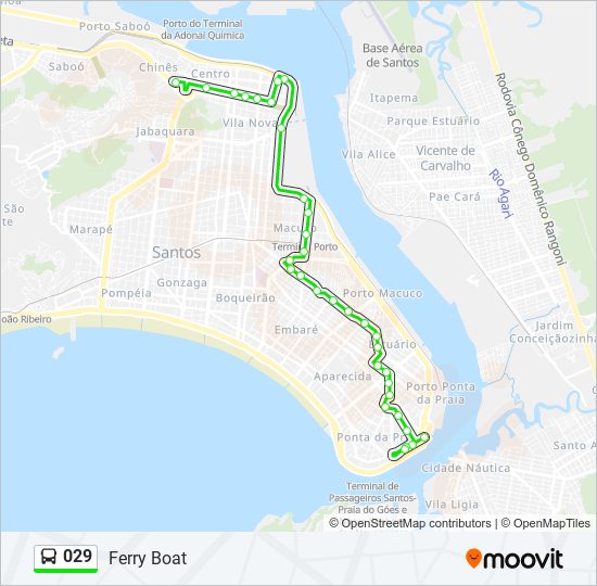 Mapa da linha 029 de ônibus
