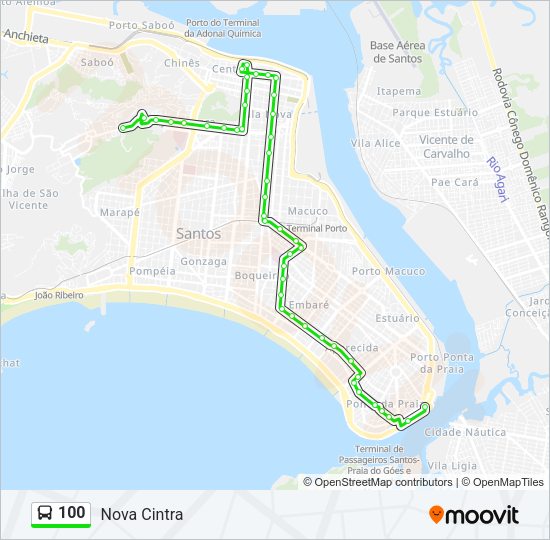Mapa da linha 100 de ônibus