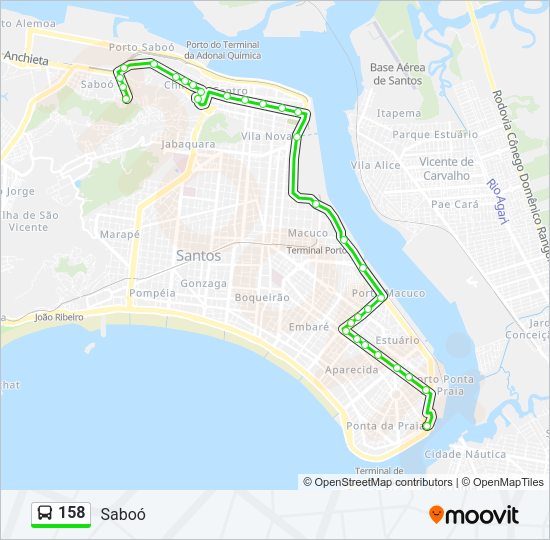 Mapa da linha 158 de ônibus