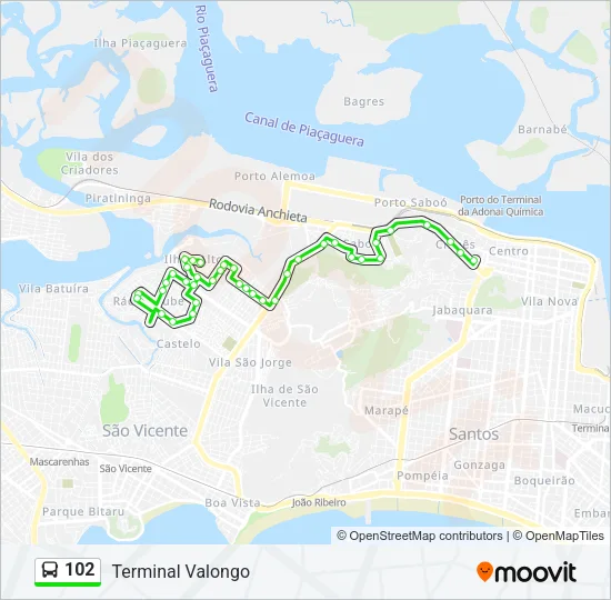 102 Bus Line Map