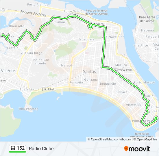 Rota da linha 152: horários, paradas e mapas - Rádio Clube (Atualizado)