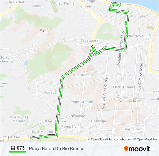 Mapa da linha 073 de ônibus