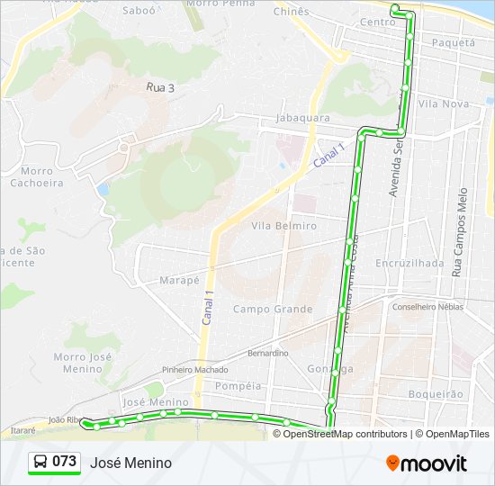 Mapa da linha 073 de ônibus