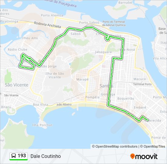 Mapa da linha 193 de ônibus
