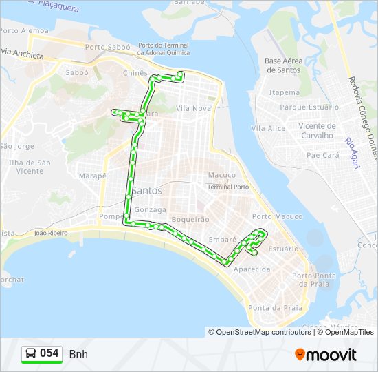 Mapa da linha 054 de ônibus