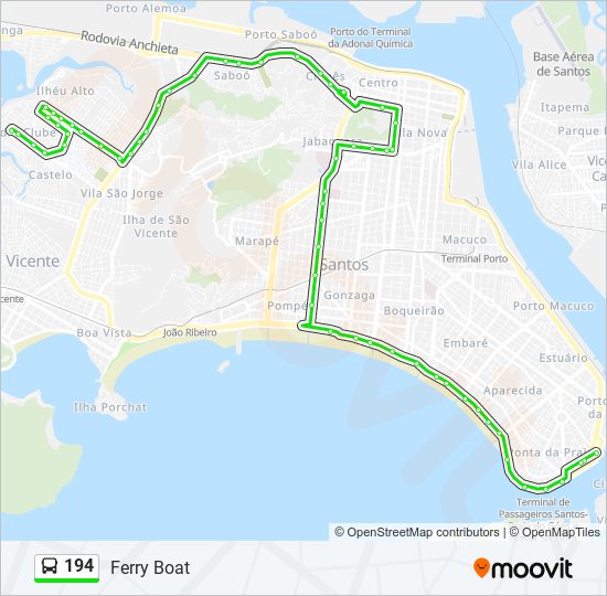 Mapa da linha 194 de ônibus