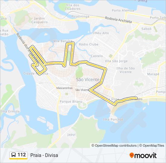 Mapa da linha 112 de ônibus