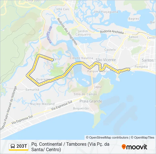 203T Bus Line Map
