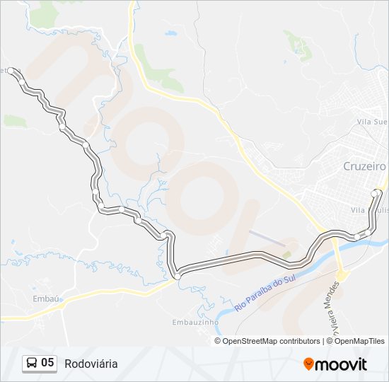 Mapa da linha 05 de ônibus