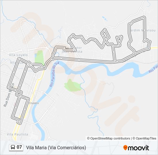 Mapa da linha 07 de ônibus