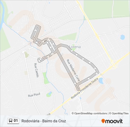 Mapa da linha 01 de ônibus