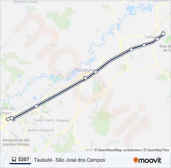 Mapa da linha 5207 de ônibus