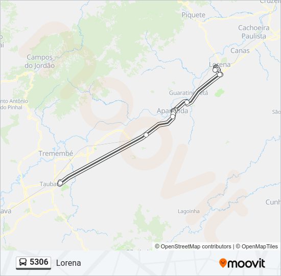 Mapa da linha 5306 de ônibus