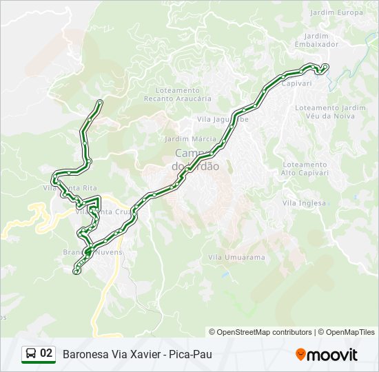 Mapa da linha 02 de ônibus