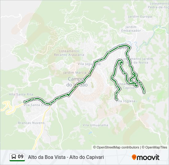 Mapa da linha 09 de ônibus