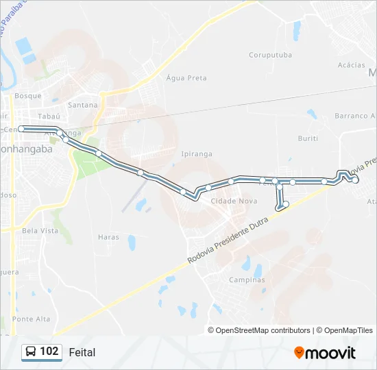 102 Bus Line Map