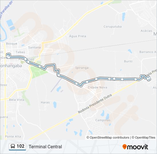 102 Bus Line Map