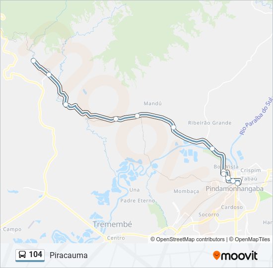 Mapa da linha 104 de ônibus