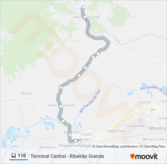 Mapa da linha 110 de ônibus