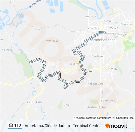 Mapa da linha 113 de ônibus