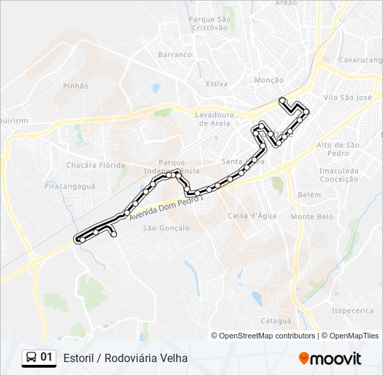 Mapa da linha 01 de ônibus