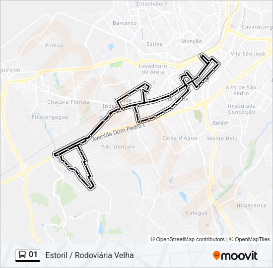 Mapa da linha 01 de ônibus