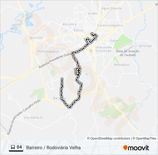 Mapa da linha 04 de ônibus