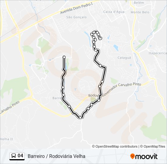 Mapa da linha 04 de ônibus