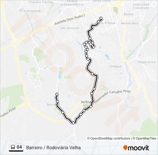 Mapa da linha 04 de ônibus