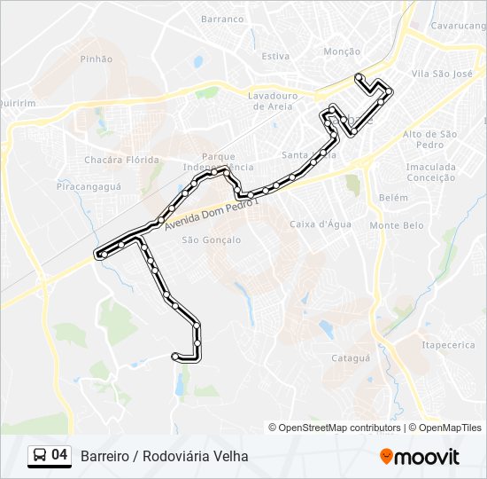 Mapa da linha 04 de ônibus