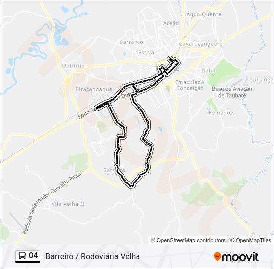 Mapa da linha 04 de ônibus