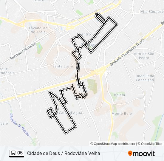 Mapa da linha 05 de ônibus