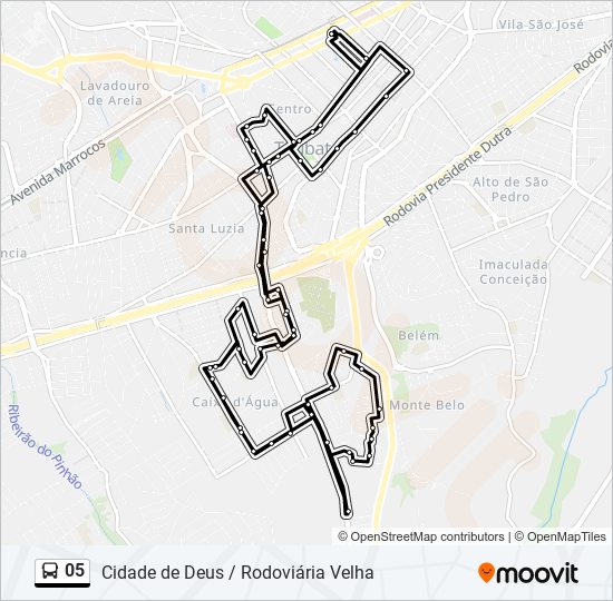 Mapa da linha 05 de ônibus