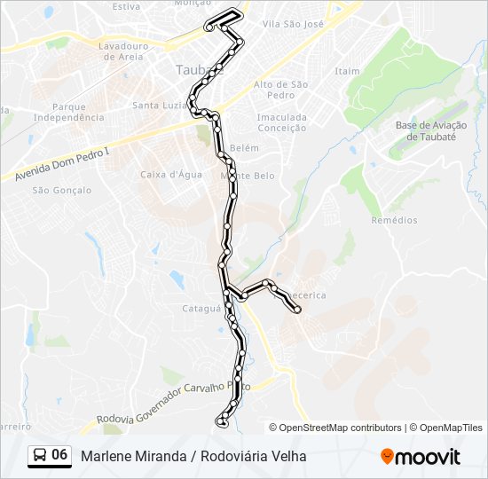 Mapa da linha 06 de ônibus