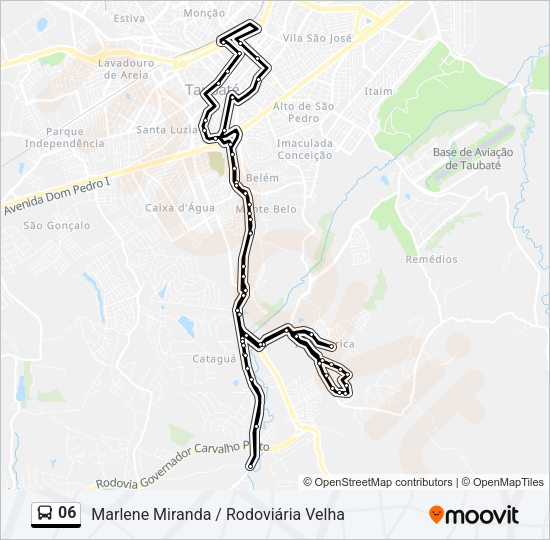 Mapa da linha 06 de ônibus