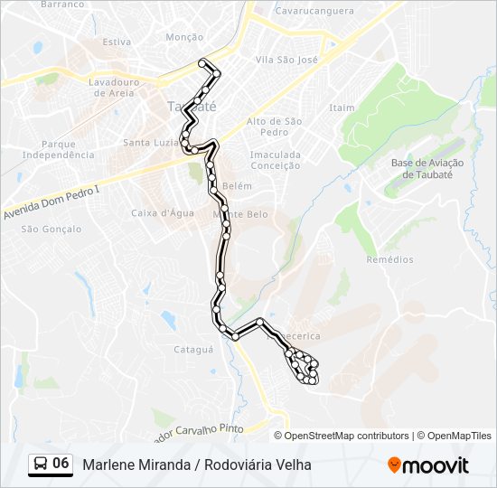 Mapa da linha 06 de ônibus