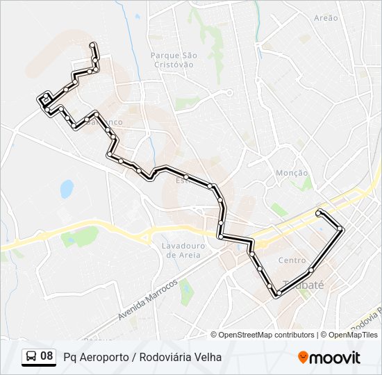 Mapa da linha 08 de ônibus