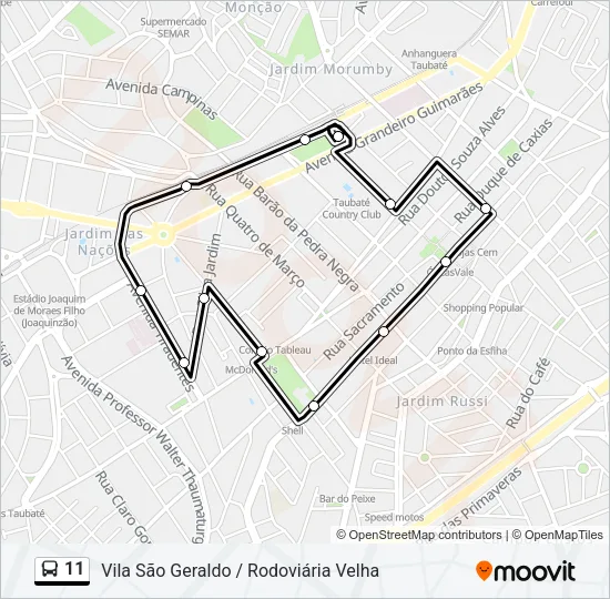 11 Bus Line Map