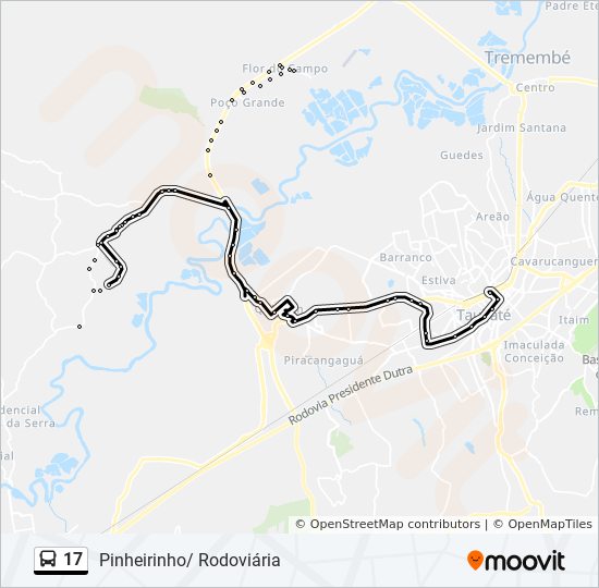 Mapa da linha 17 de ônibus