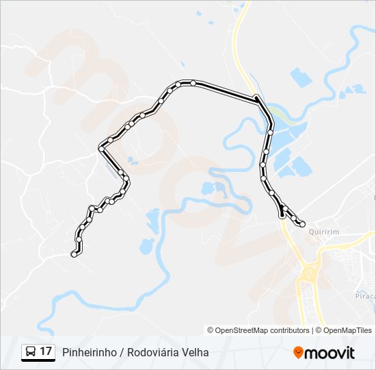 Mapa da linha 17 de ônibus