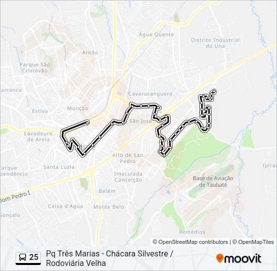 Mapa da linha 25 de ônibus