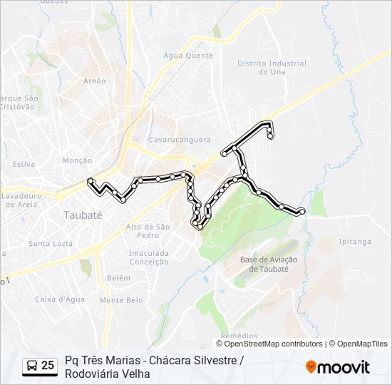 Mapa da linha 25 de ônibus