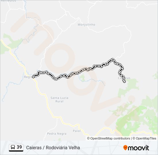 Mapa da linha 39 de ônibus