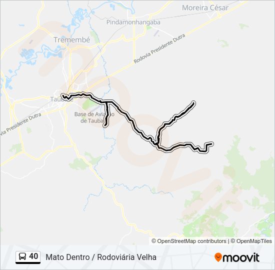 Mapa da linha 40 de ônibus