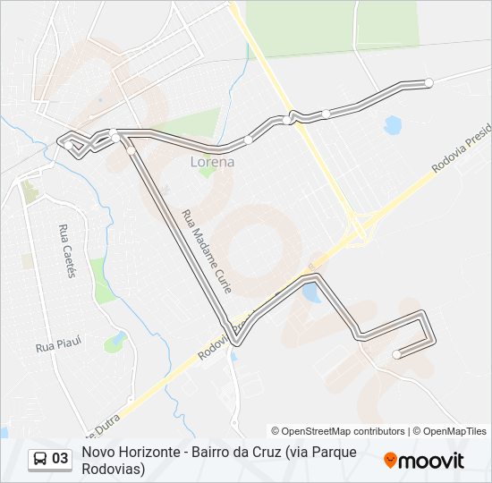 Mapa da linha 03 de ônibus