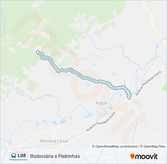 Mapa da linha L08 de ônibus