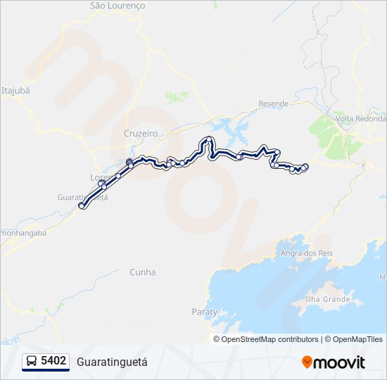 Mapa da linha 5402 de ônibus