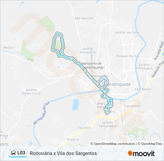 Mapa da linha L03 de ônibus